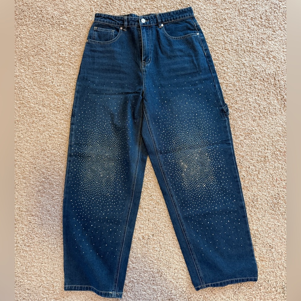 Women's Rhinestone Blue Boot Cut Jeans